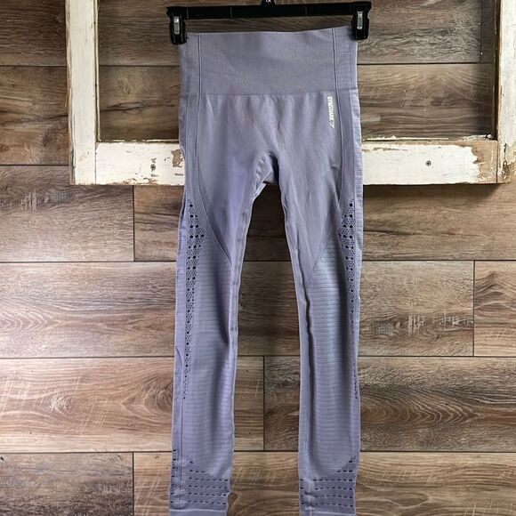 GYMSHARK Purple Energy Seamless Tights Performance Leggings - Picture 1 of 9